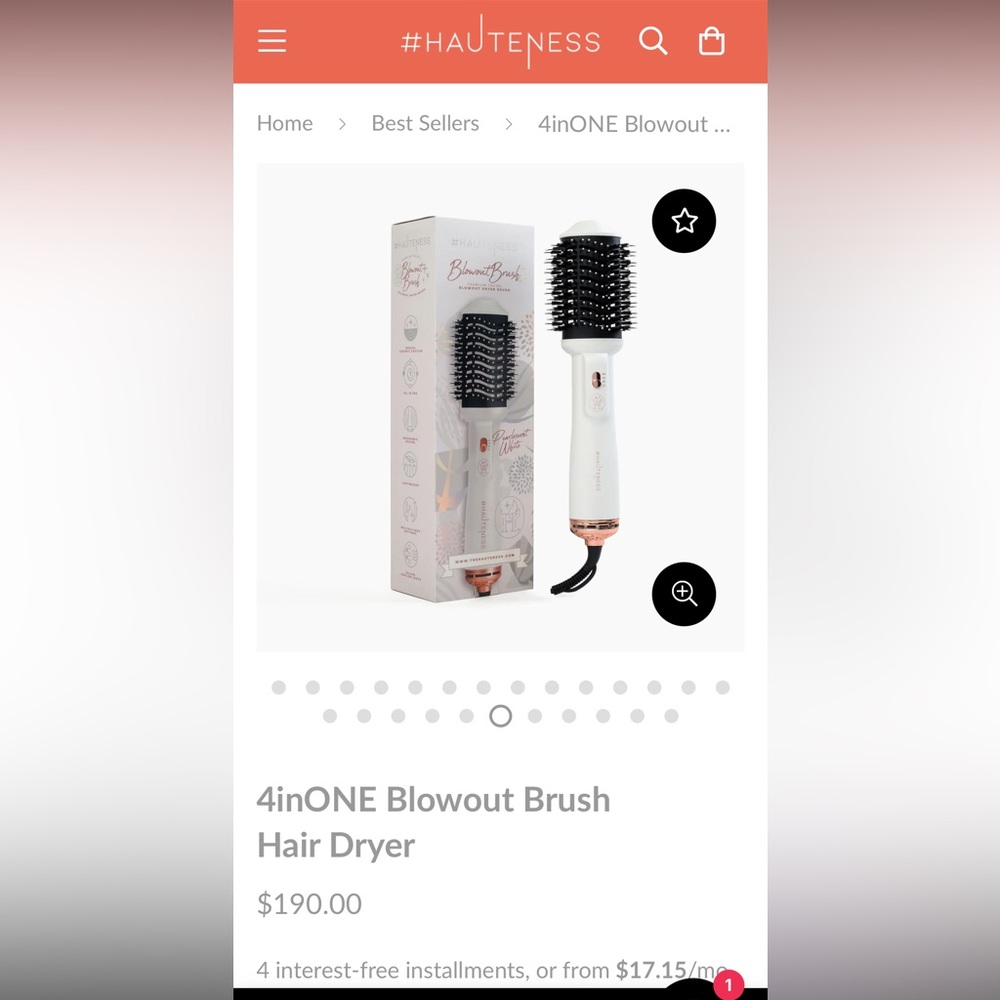 NIB- Hauteness- Premium Blowout Brush- Pearlescent White- Ceramic